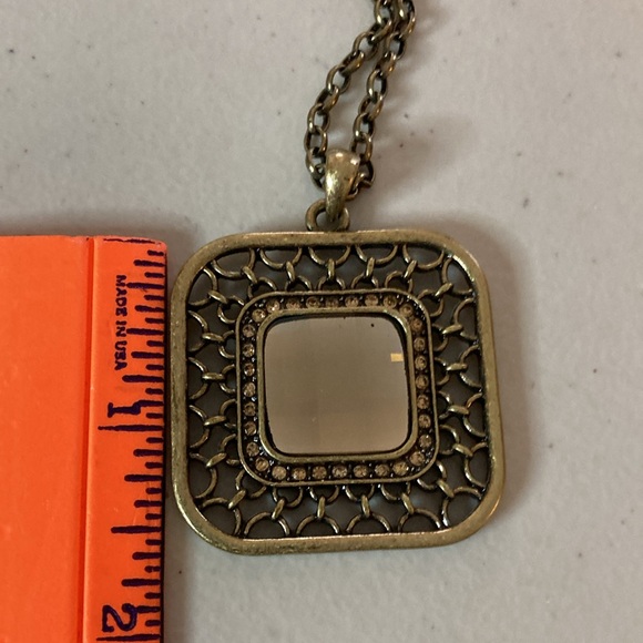 Lia Sophia Long adjustable chain, Square pendant,Large faceted Stone,Rhinestones - Picture 9 of 9